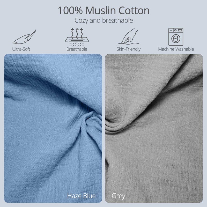 JVEOO Muslin Baby Changing Pad, 2 Pack Muslin Soft Cotton Covers & Waterproof Lining Foam Diaper Changing Table Pad 32" x 16.6" Mat for Dressers - Image 5